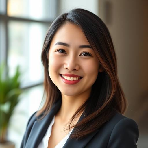 Headshot of Emily Chen, smiling and wearing a blazer.