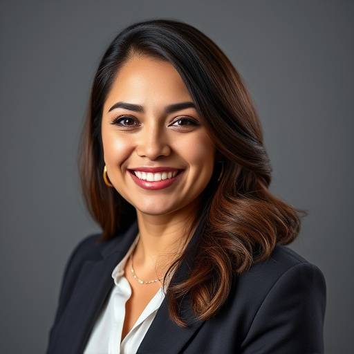 Headshot of Maria Rodriguez, smiling and wearing professional attire.